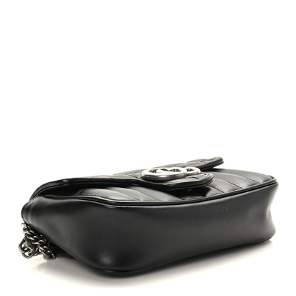 Gucci Calfskin Matelasse Aria Super Mini GG Marmont Shoulder Bag Black 4 of 9