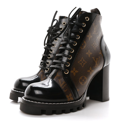 Louis Vuitton Patent Calfskin Monogram Star Trail Ankle Boots 39 Black 4 of 9