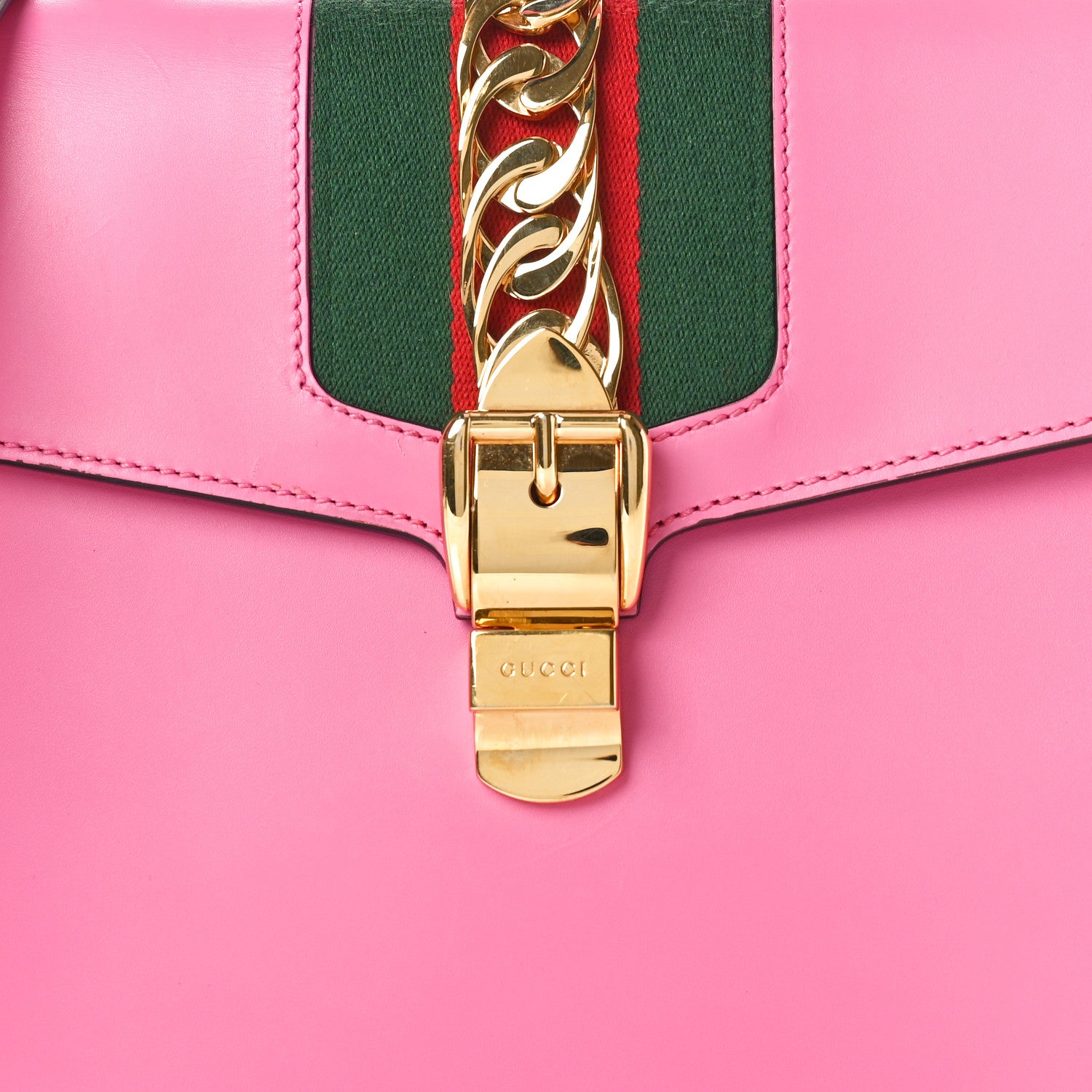 Gucci Vitello Fontanella Web Medium Sylvie Top Handle Bag Pink Tropical Flower 8 of 11