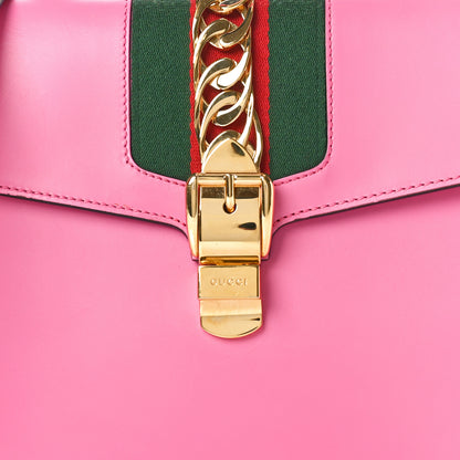 Gucci Vitello Fontanella Web Medium Sylvie Top Handle Bag Pink Tropical Flower 8 of 11