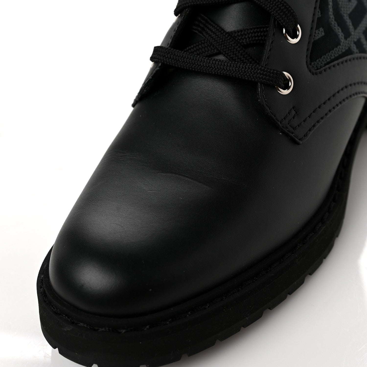 Fendi Calfskin Stretch Fabric FF Rockoko Biker Boots 40 Black Charcoal 7 of 8