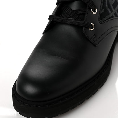 Fendi Calfskin Stretch Fabric FF Rockoko Biker Boots 40 Black Charcoal 7 of 8
