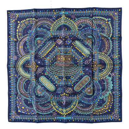 Hermes Silk Parures Des Maharajas Scarf 90 Caban Turquoise Arnica 1 of 4