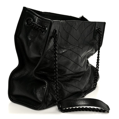 Saint Laurent Crinkled Calfskin Matelasse Monogram Large Niki Shopper Tote Black 3 of 12