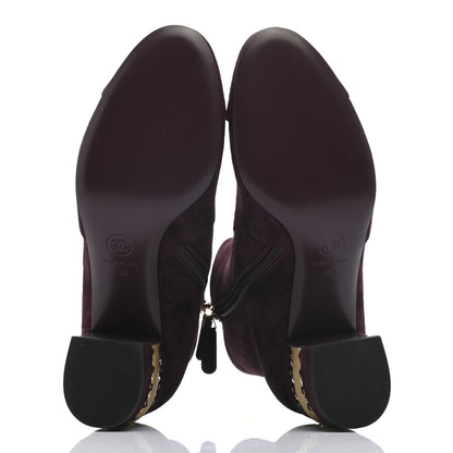 Chanel Suede Calfskin Chain Boots 38 Burgundy 5 of 7