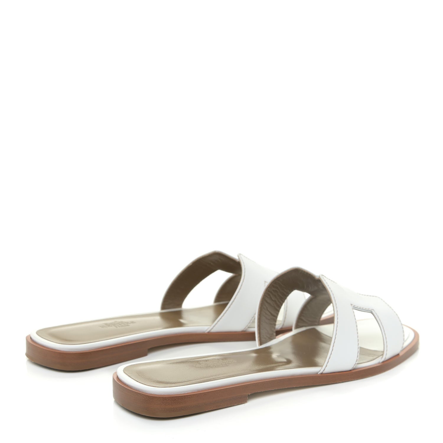 Hermes Box Calfskin Oran Sandals 38 White 3 of 14