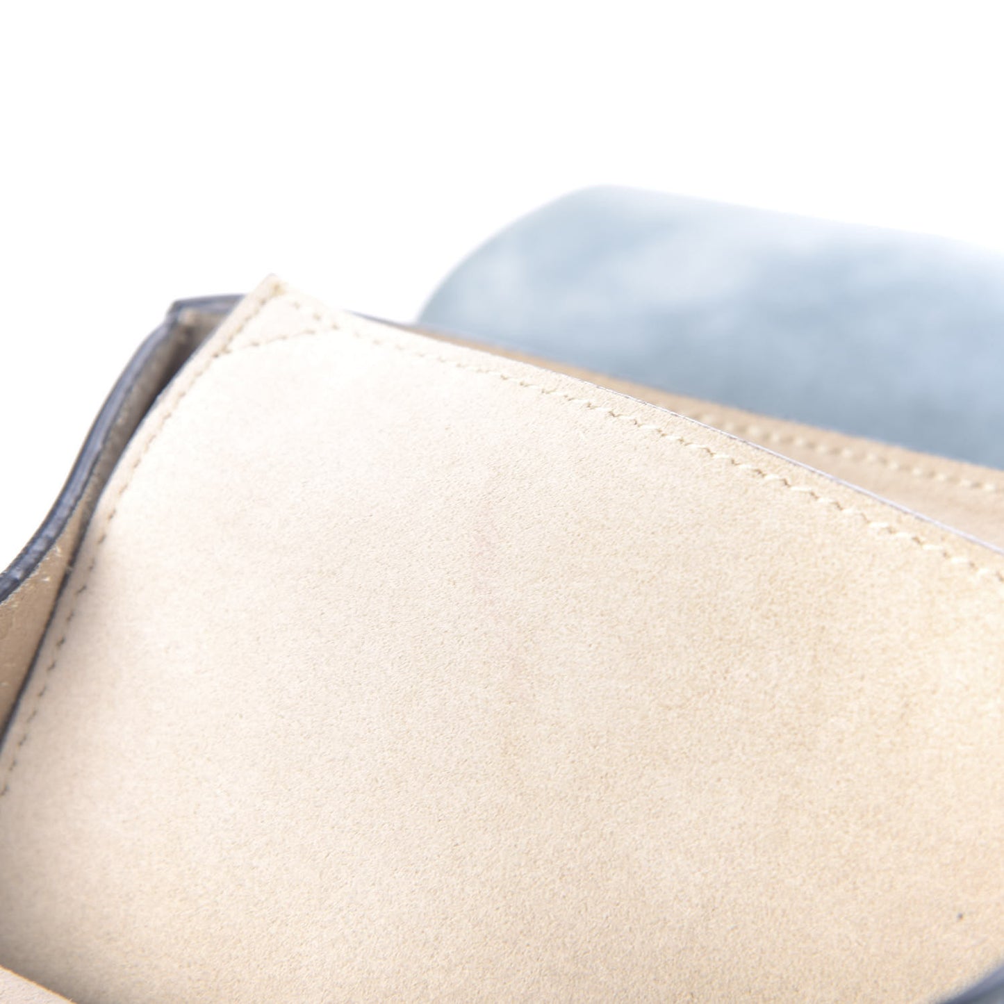 Suede Smooth Calfskin Drew Shoulder Bag Cloudy Blue