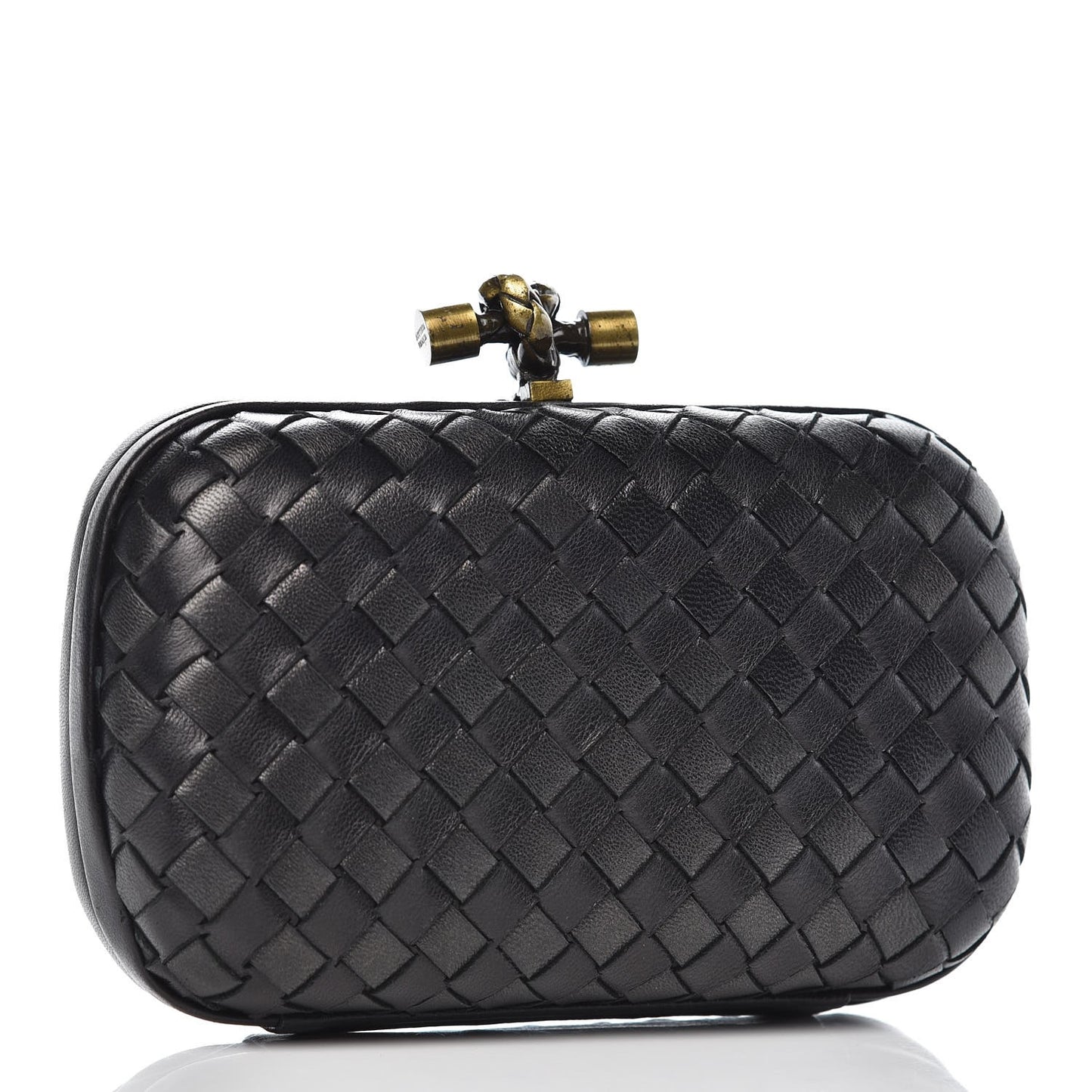 Nappa Intrecciato Knot Studded Clutch Black