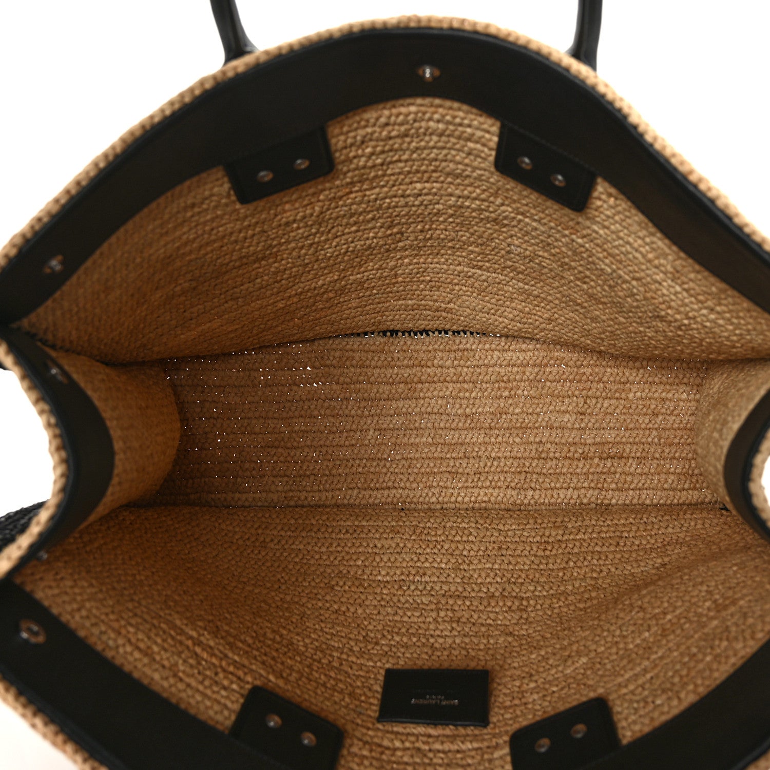 Saint Laurent Raffia Calfskin Rive Gauche Tote Naturale Black 5 of 9