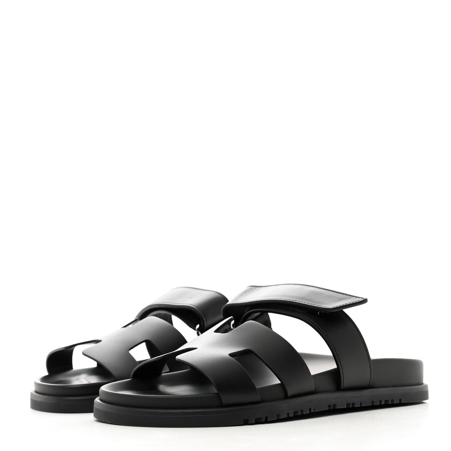Hermes Calfskin Womens Chypre Sandals 38 Black 3 of 8