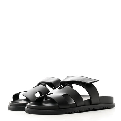 Hermes Calfskin Womens Chypre Sandals 38 Black 3 of 8