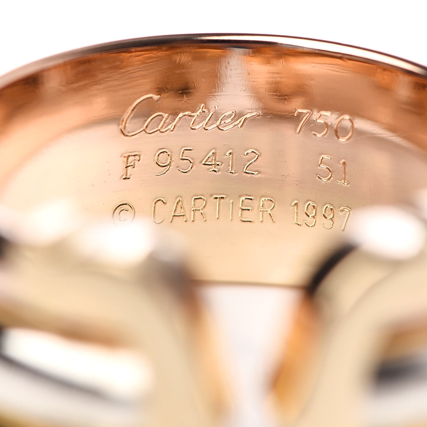 Cartier 18K Pink Yellow White Gold C De Ring 51 5.75 5 of 5