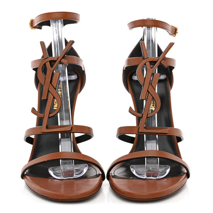 Saint Laurent Calfskin Cassandra 100 Sandals 36 Gold Brown 3 of 12