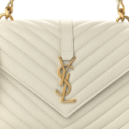 Saint Laurent Sheepskin Matelasse Chevron Monogram Medium College Bag Crema Soft 9 of 11