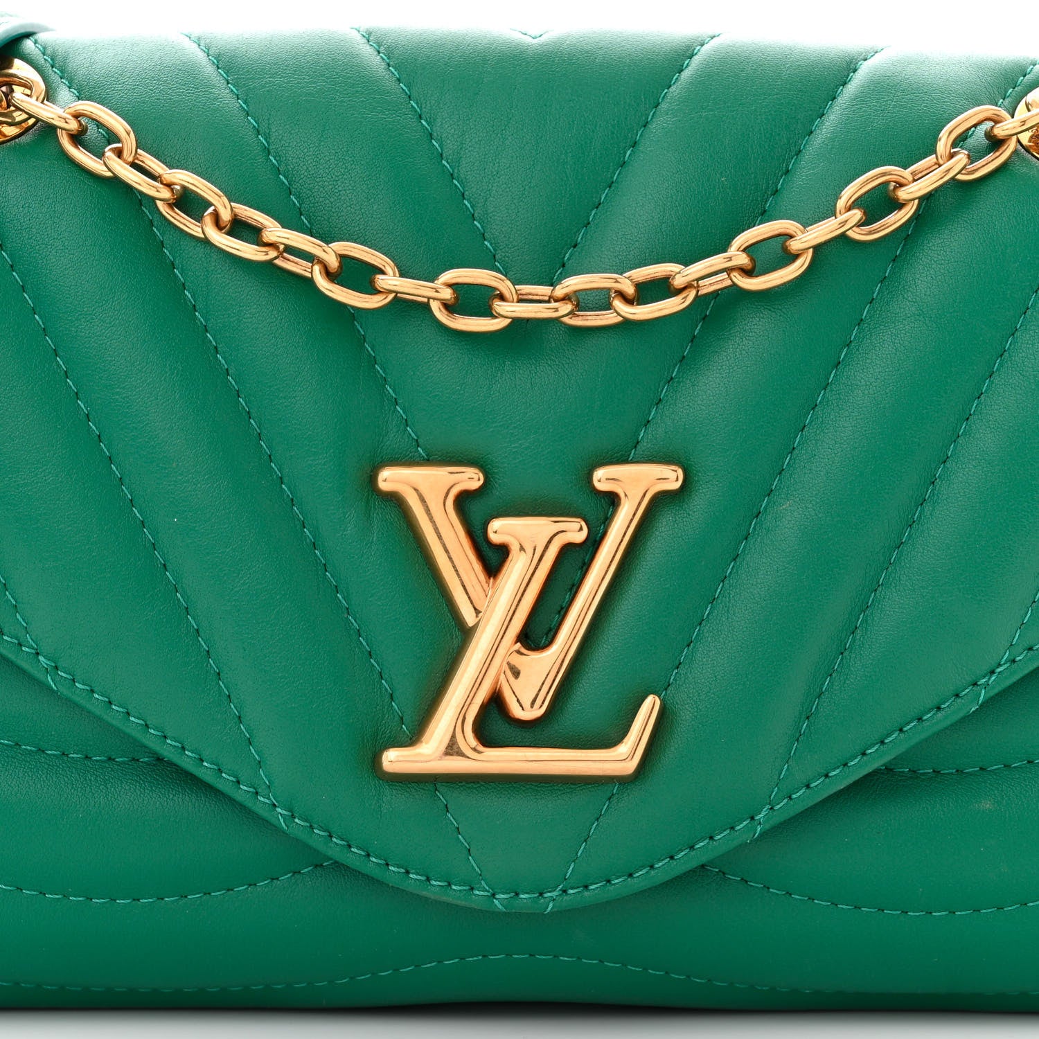 Louis Vuitton Calfskin New Wave Chain Bag MM NM Emerald 7 of 9