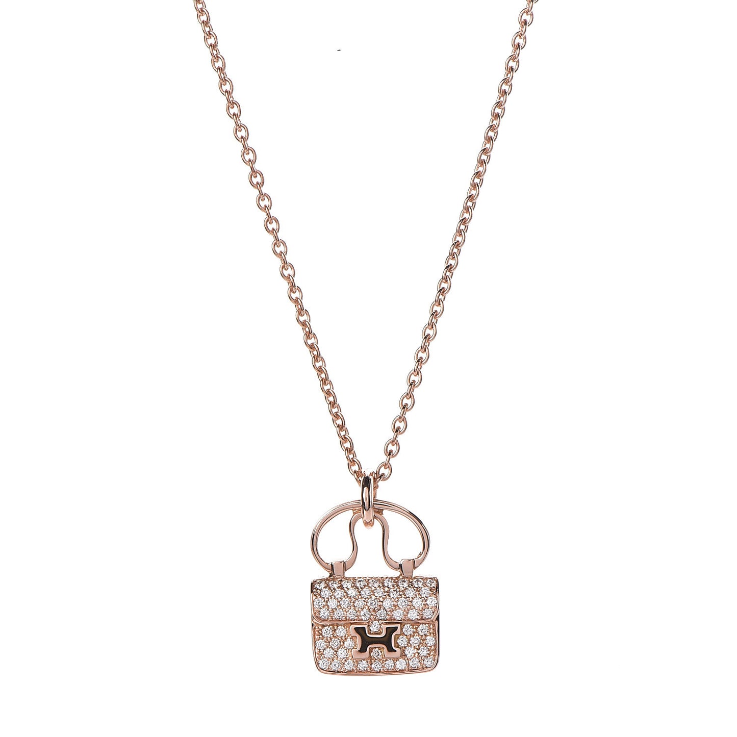 18K Rose Gold Diamond Constance Amulette Pendant Necklace