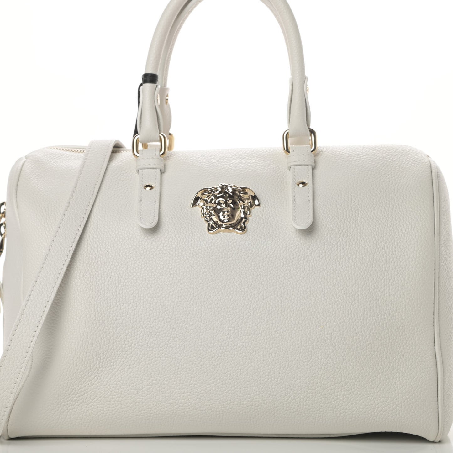 Grained Calfskin Palazzo Bowler White