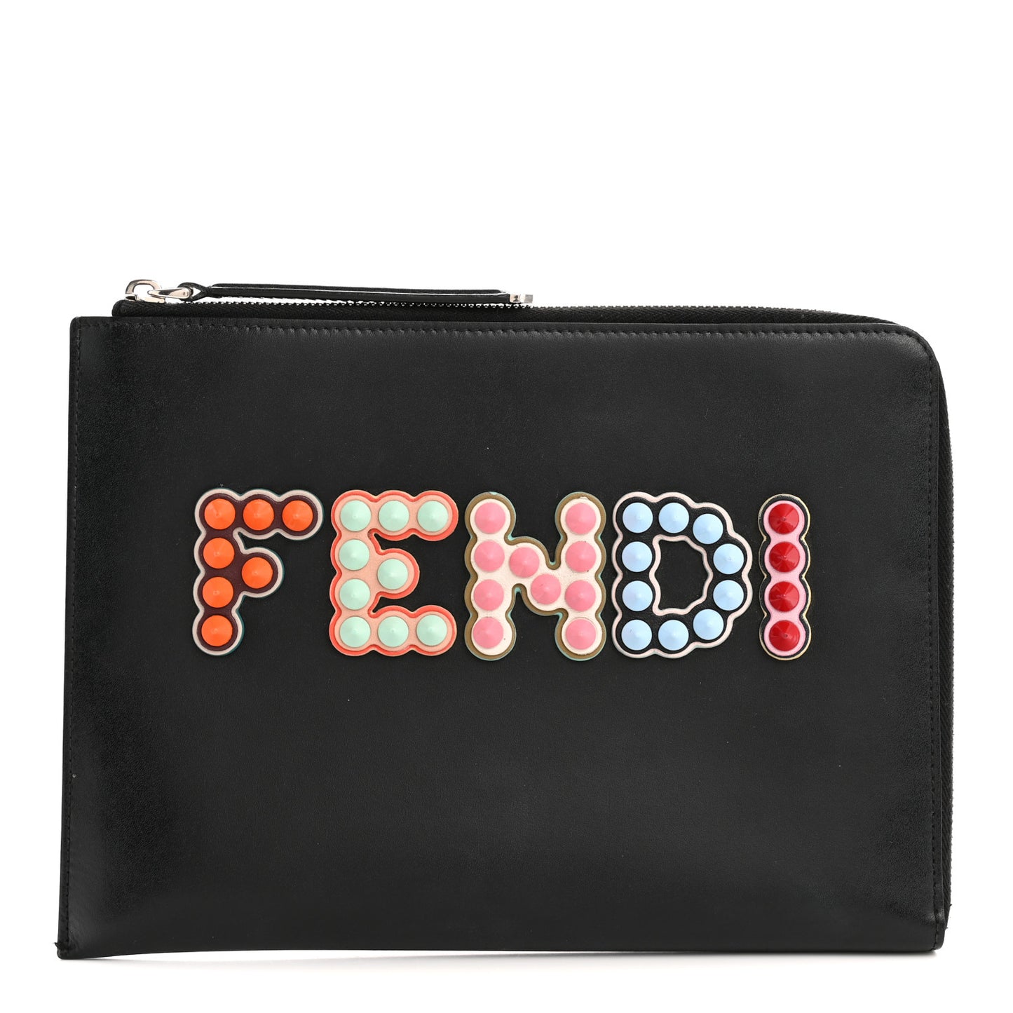 Vitello Liberty Fun Fair Studded Zip Around Pouch Black Multicolor
