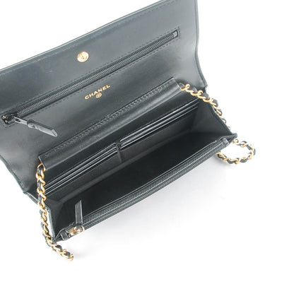 Chanel Lambskin Quilted Boy Wallet On Chain WOC Black 5 of 8