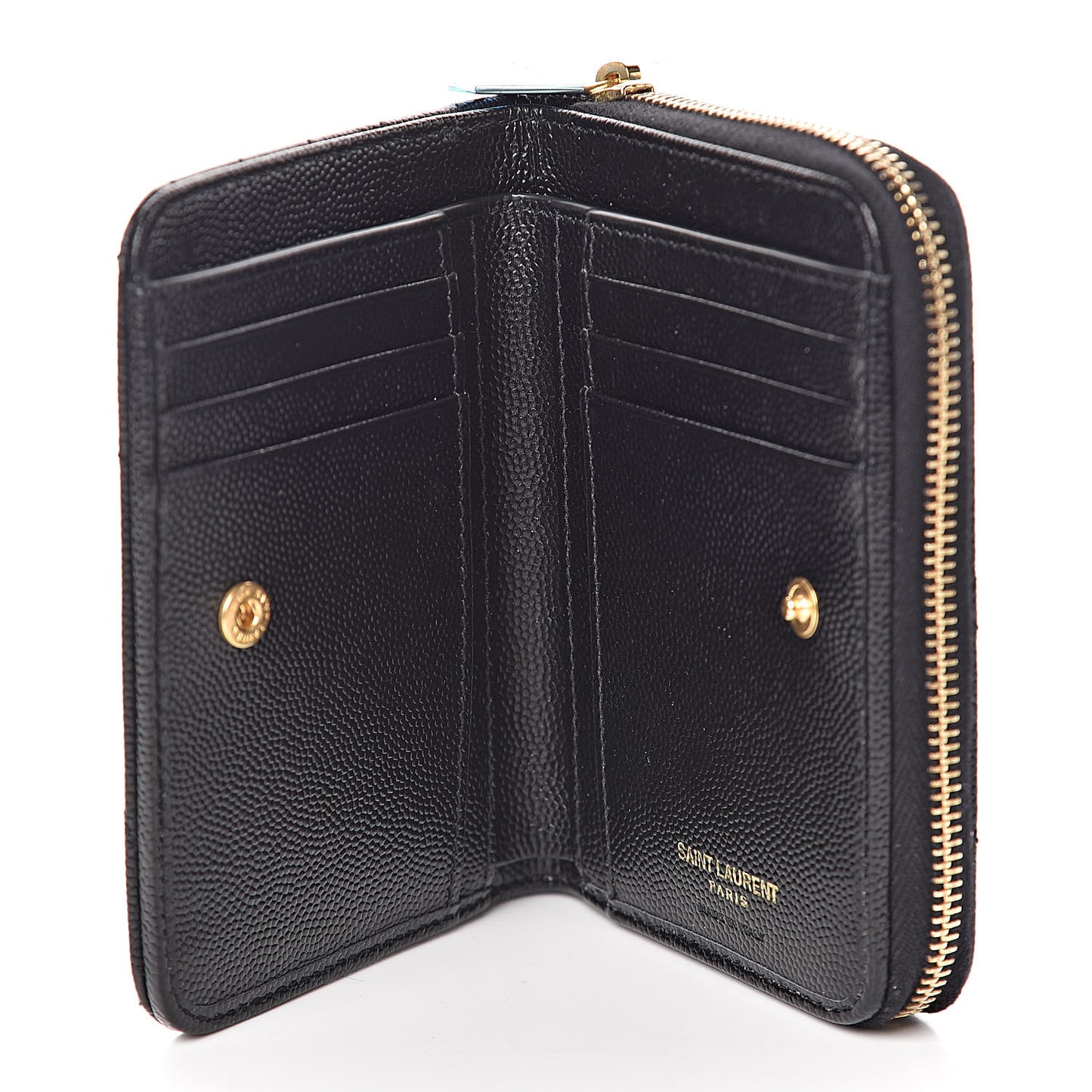 Grain De Poudre Matelasse Chevron Monogram Compact Zip Around Wallet Black