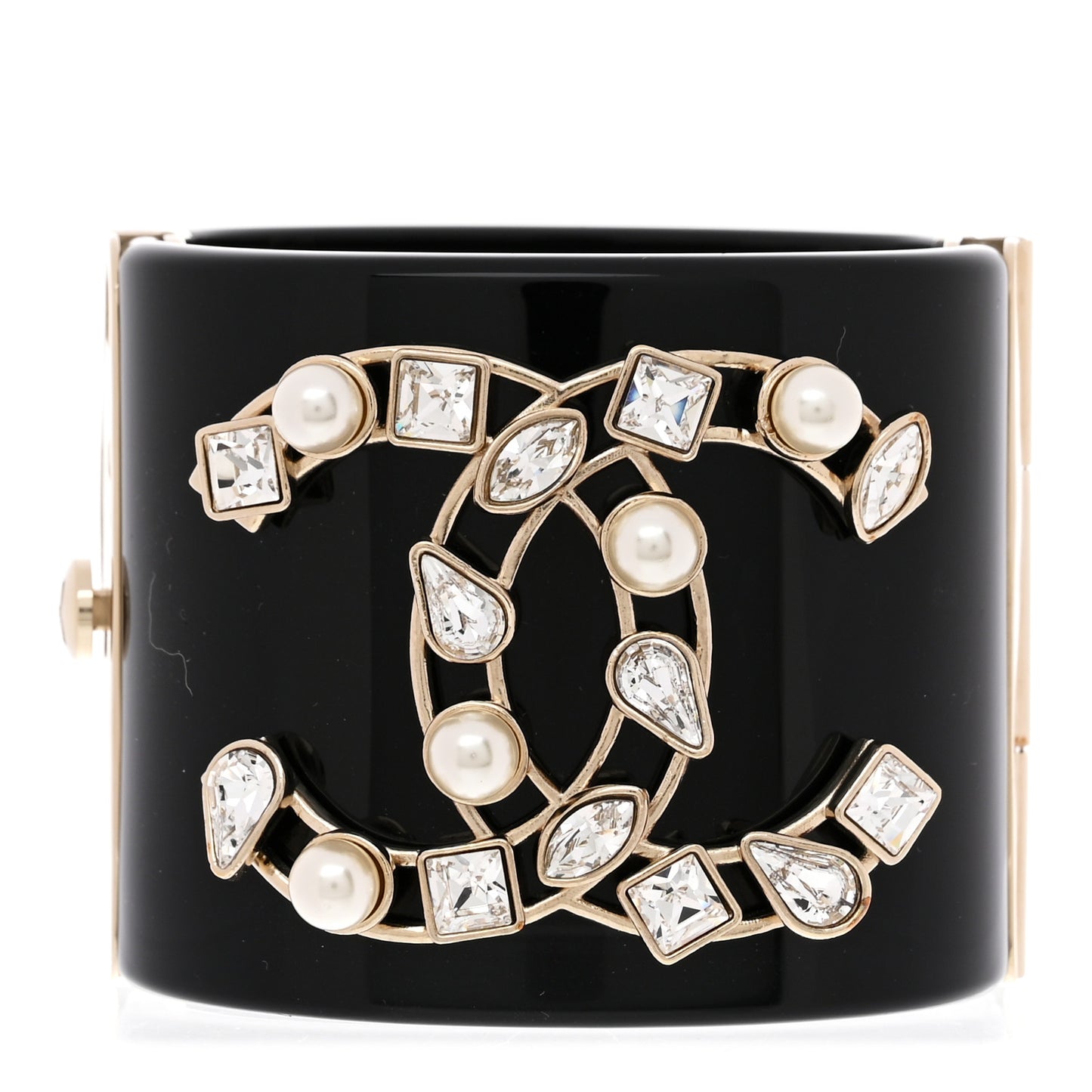 Resin Crystal Pearl CC Cuff Black