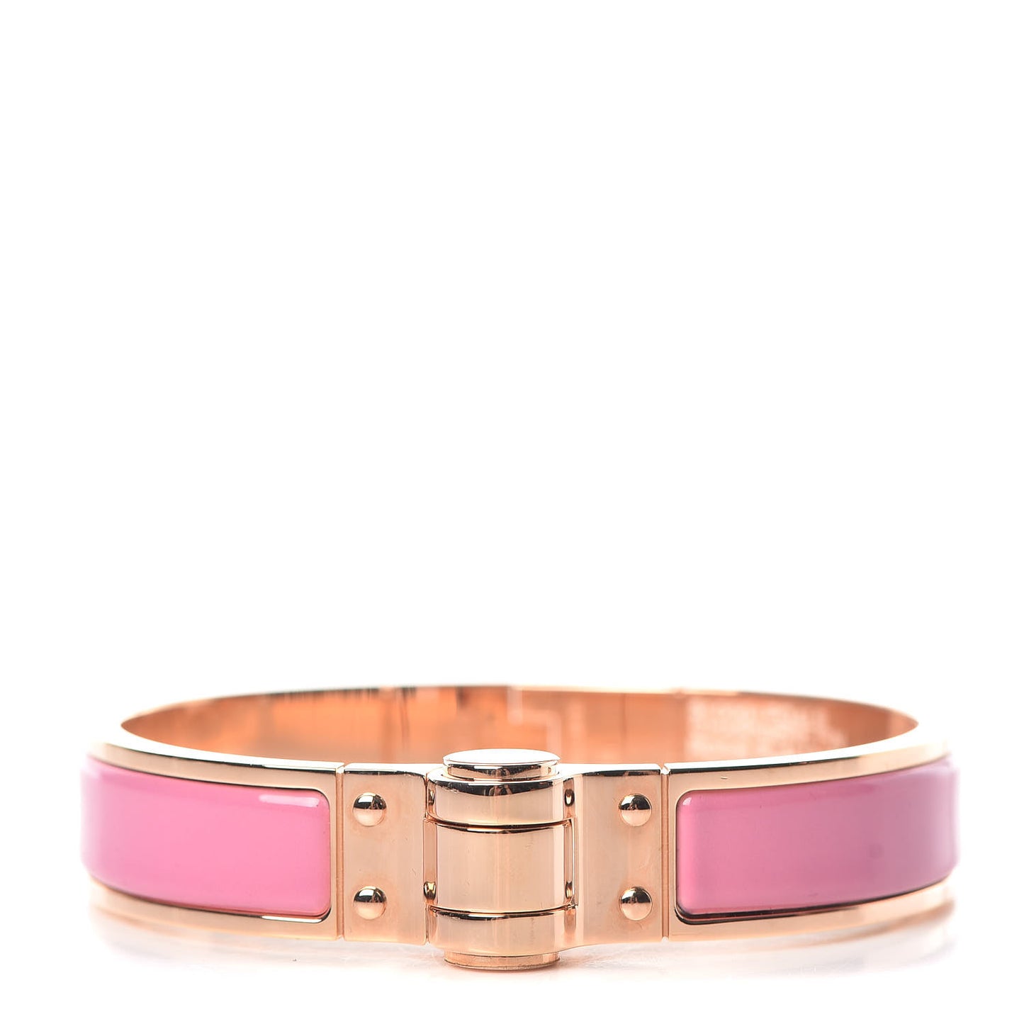 Enamel Charniere Uni Narrow Hinged Bracelet S Rose Flamingo