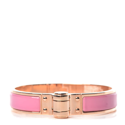 Hermes Enamel Charniere Uni Narrow Hinged Bracelet S Rose Flamingo 1 of 5