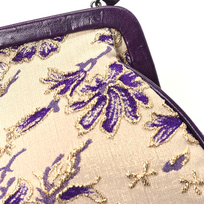 Prada Canvas Embroidered Kisslock Shoulder Bag 12 of 14