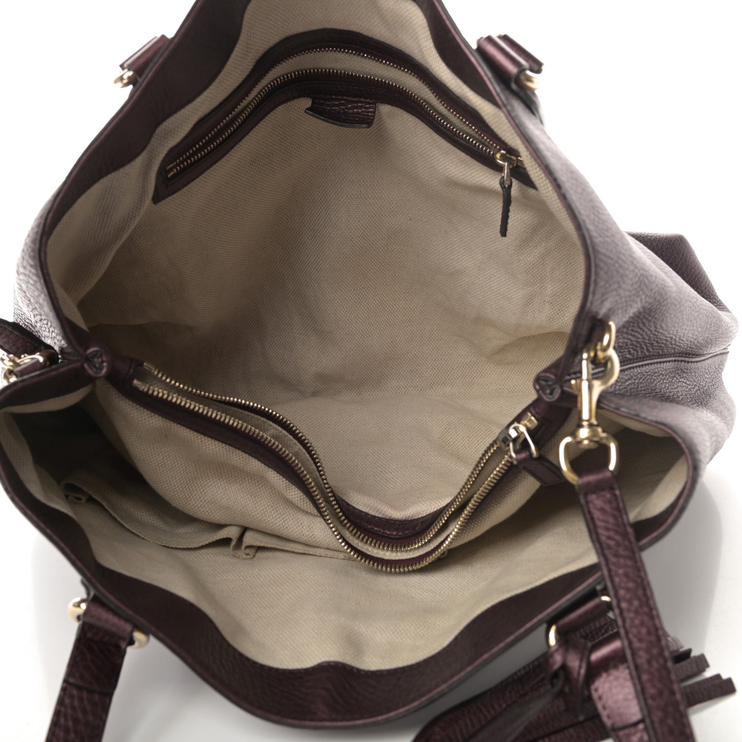 Metallic Cellarius Calfskin Medium Soho Working Tote Classic Burgundy