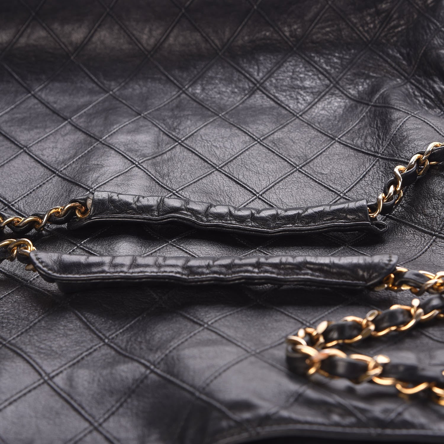 Chanel Lambskin Double Stitched Tote Black 10 of 15