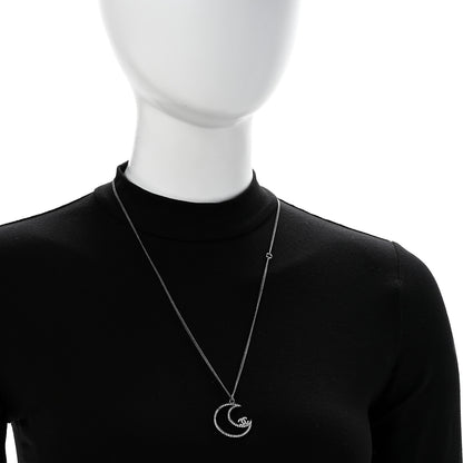 Chanel Ruthenium Crystal CC Moon Pendant Necklace 2 of 6