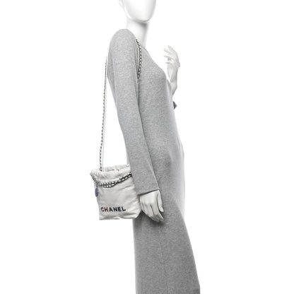 Chanel Shiny Calfskin Quilted Rainbow Mini Chanel 22 White 2 of 10