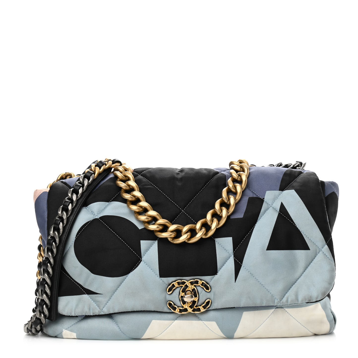 Silk Maxi Scarf Chanel 19 Flap Black Blue White