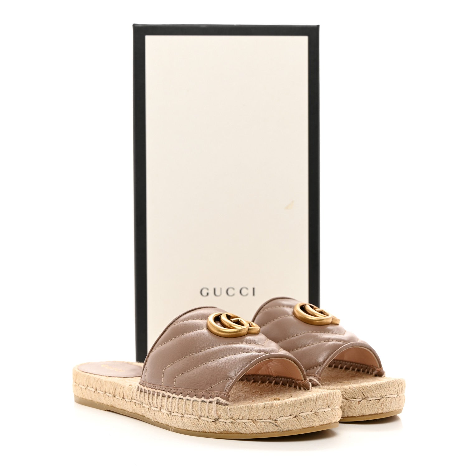 Gucci Nappa Matelasse GG Marmont Espadrille Slide Sandals 37 Porcelain Rose 11 of 11