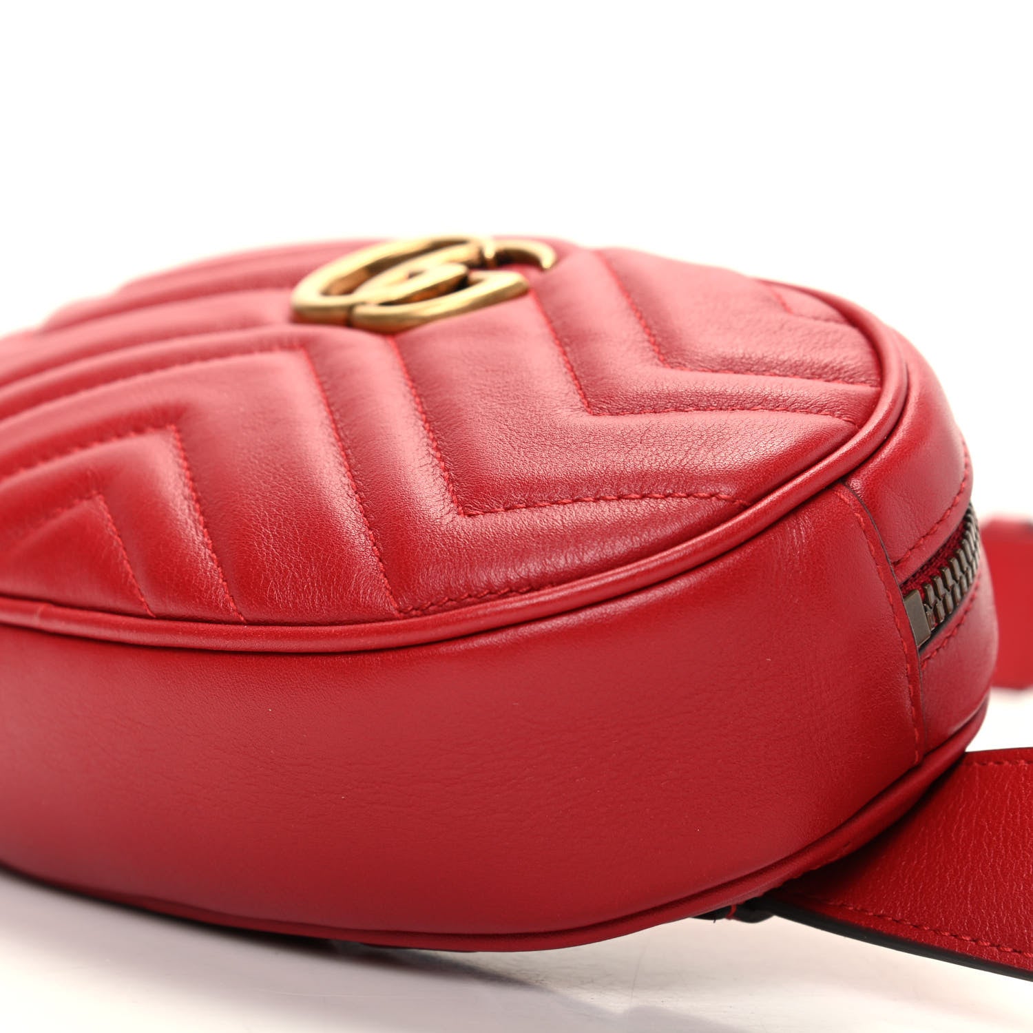 Gucci Calfskin Matelasse GG Marmont Belt Bag 95 38 Hibiscus Red 7 of 11