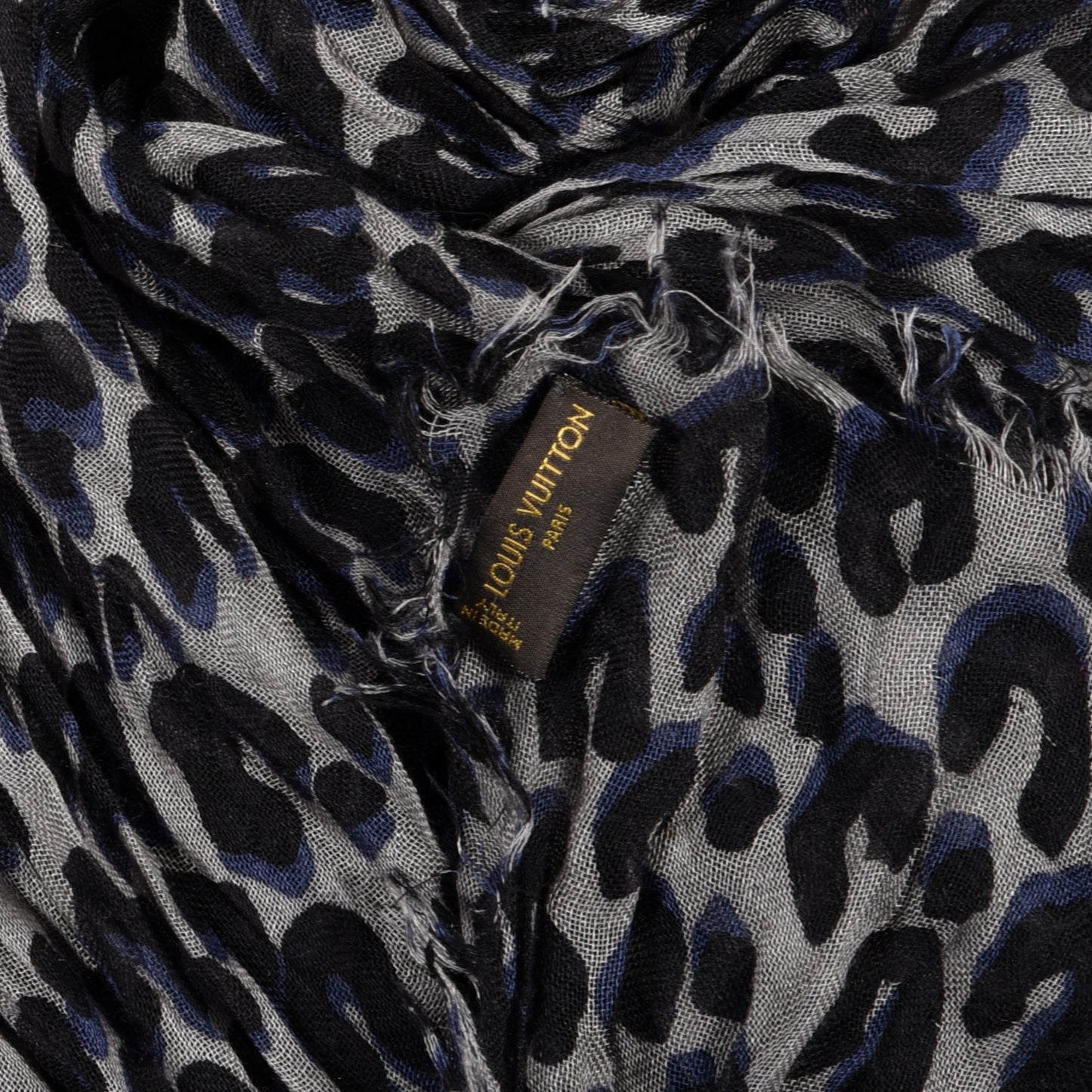 Cashmere Silk Leopard Etole Stole Grey