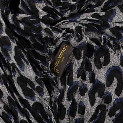 Louis Vuitton Cashmere Silk Leopard Etole Stole Grey 3 of 3