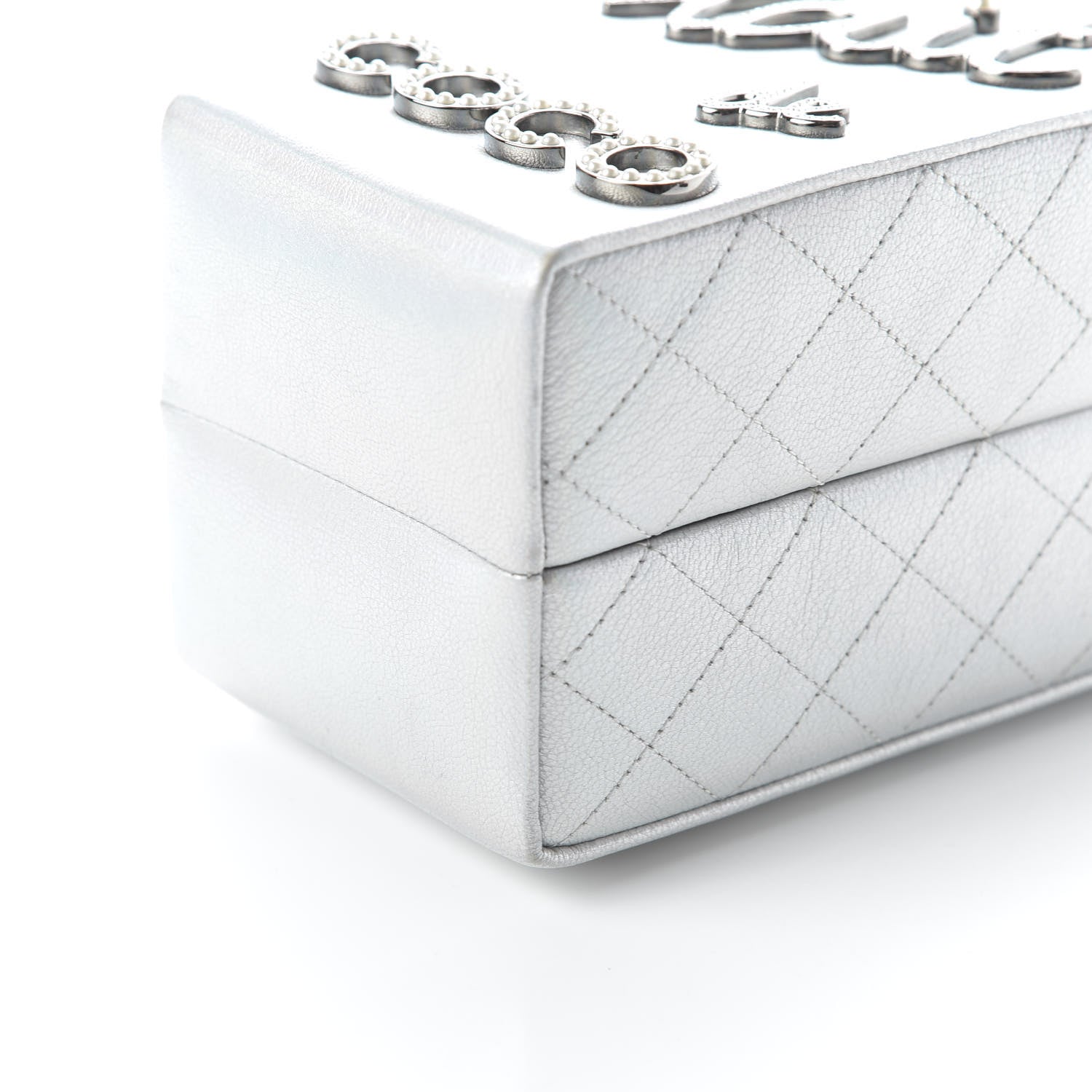 Chanel Metallic Goatskin Lait de Coco Milk Carton Bag Silver 7 of 10