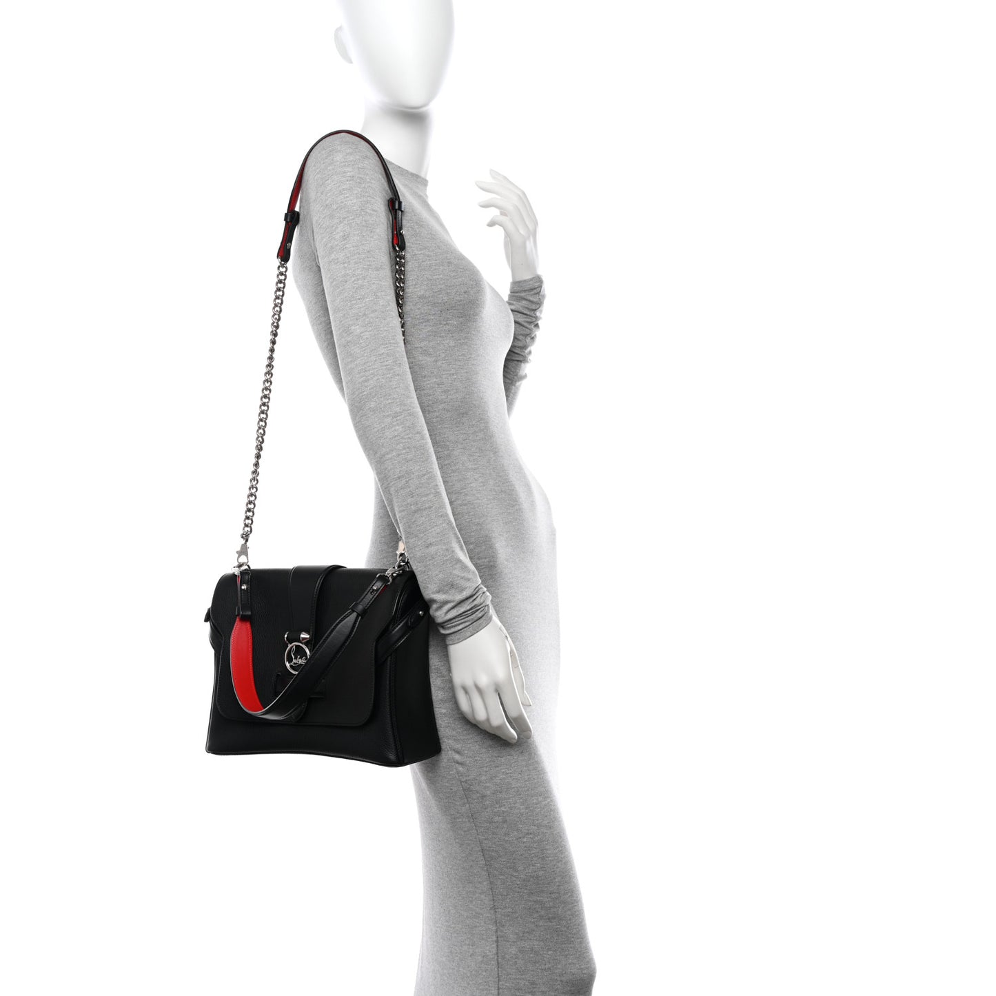 Pebbled Calfskin Medium Rubylou Shoulder Bag Black