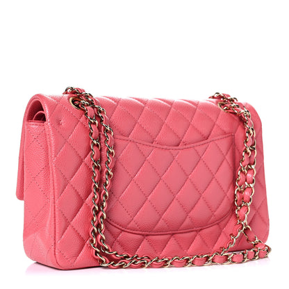 Chanel Metallic Caviar Quilted Medium Double Flap Pink 3 of 13