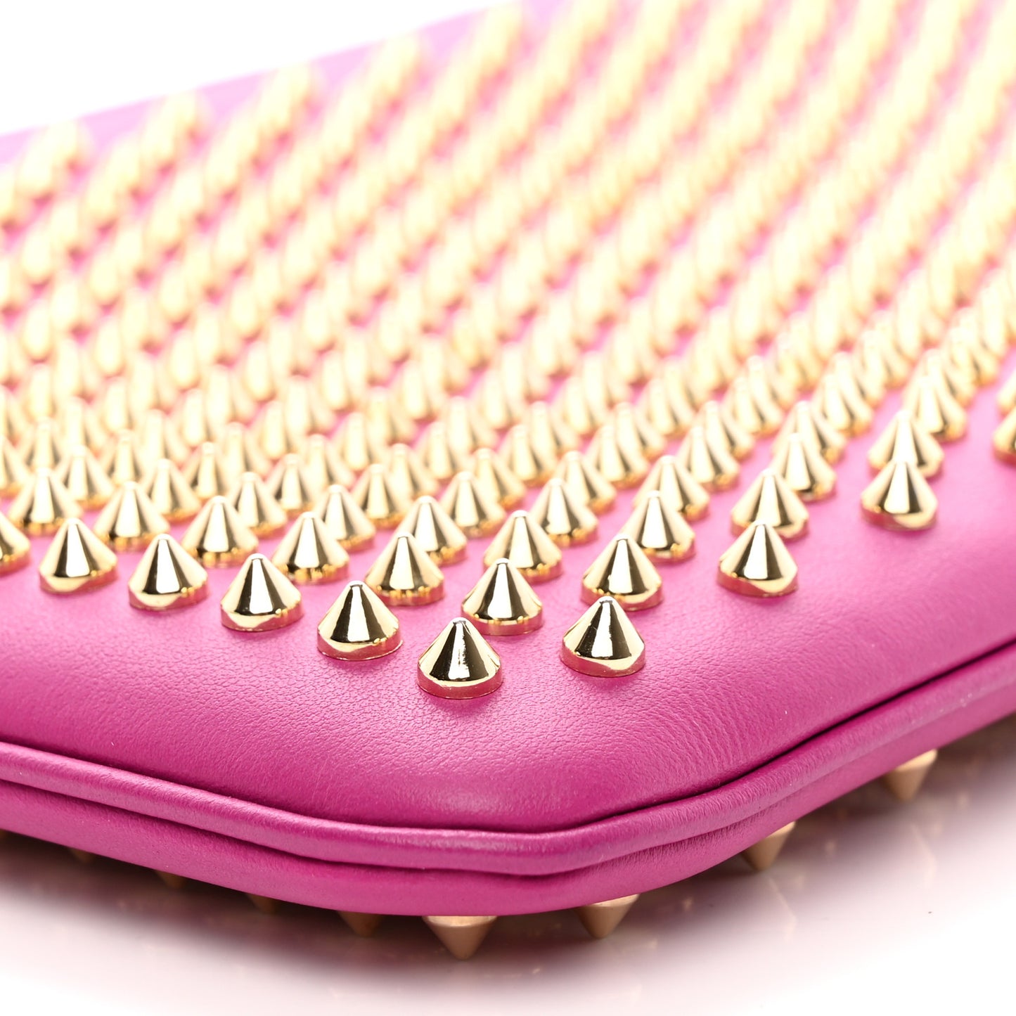 Calfskin Studded Loubiposh Chain Clutch Rose Indien Gold