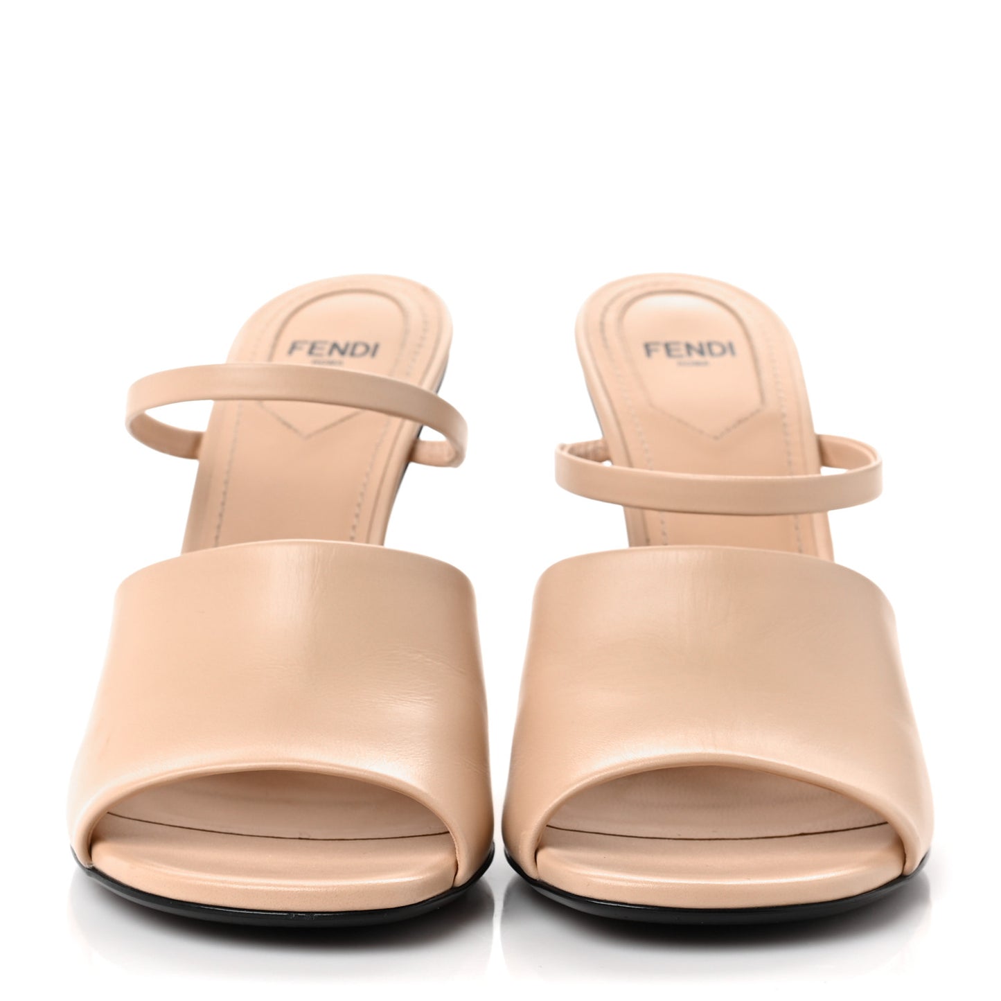 Calfskin Fendi First 95mm Slide Sandals 38 Poudre