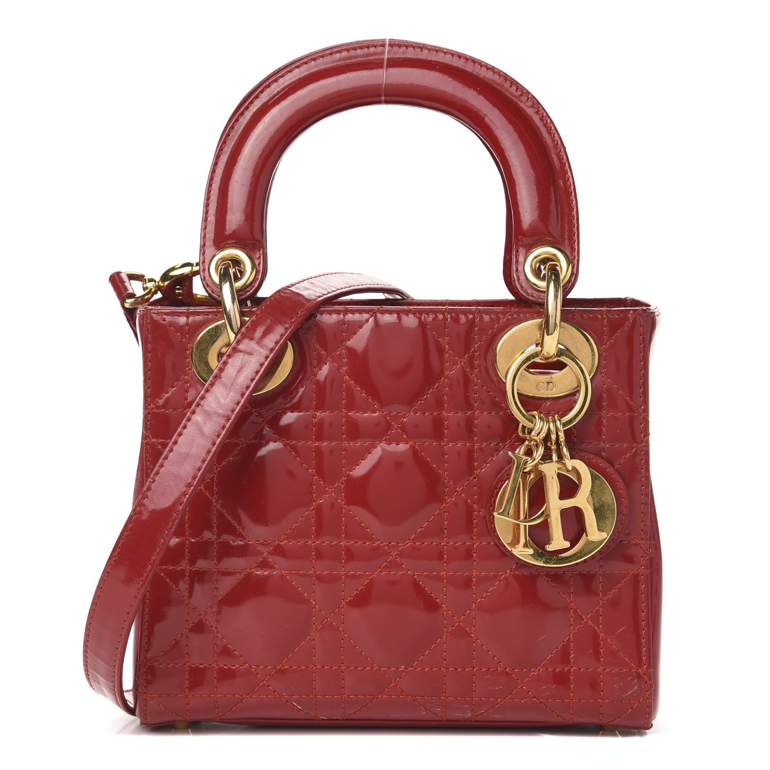 Christian Dior Patent Cannage Mini Lady Dior Red 1 of 17