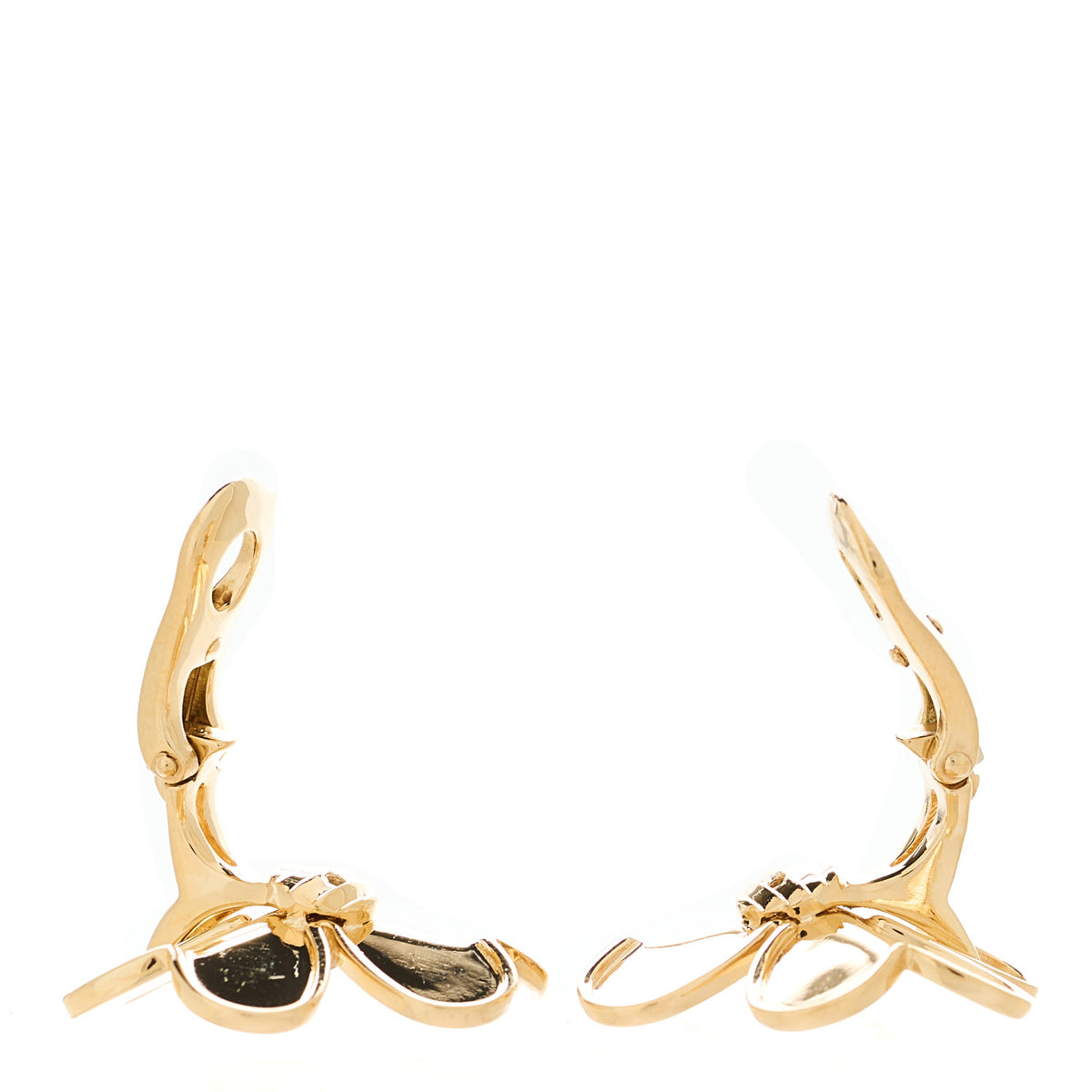 Van Cleef & Arpels 18K Yellow Gold Diamond Large Frivole Clip On Earrings 3 of 5