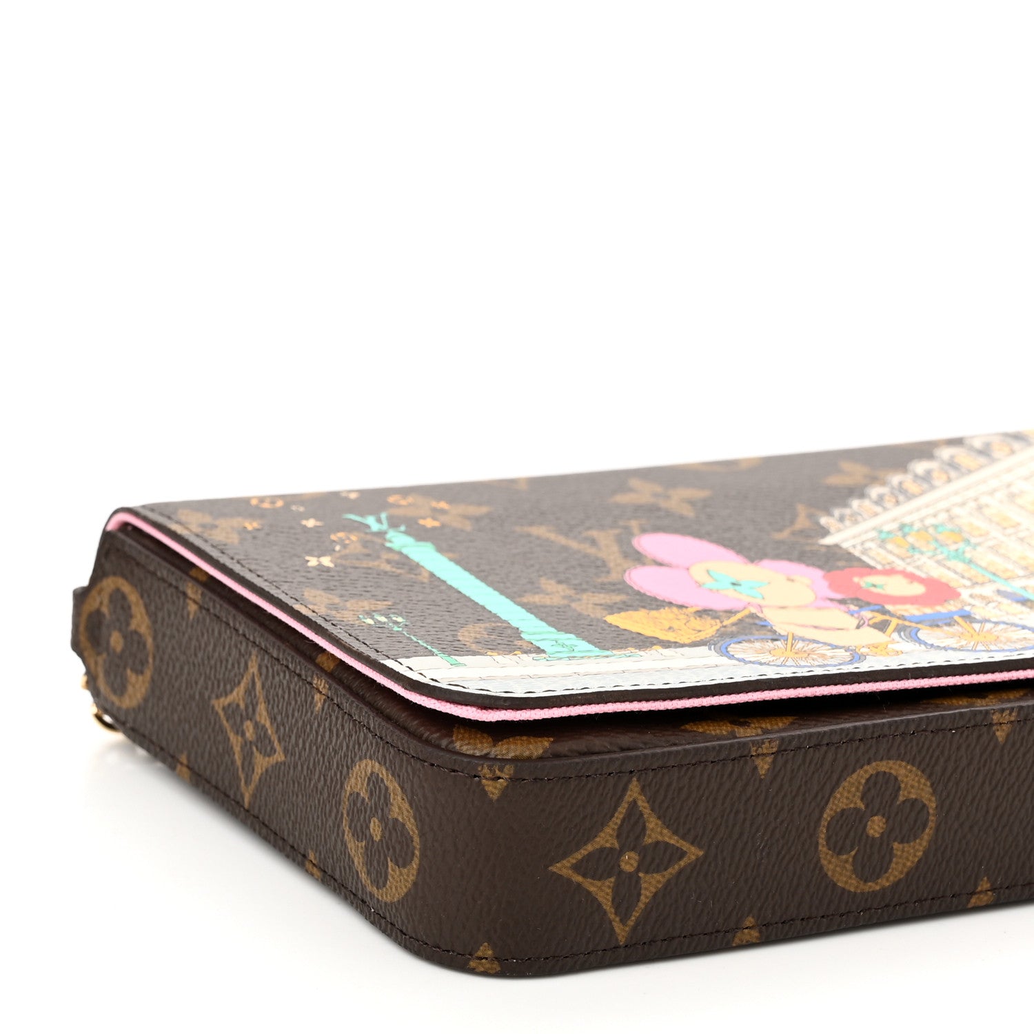 Louis Vuitton Monogram 2022 Christmas Animation Paris Pochette Felicie Chain Wallet Pink 9 of 11