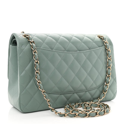 Chanel Caviar Quilted Jumbo Double Flap Light Blue 2 of 11