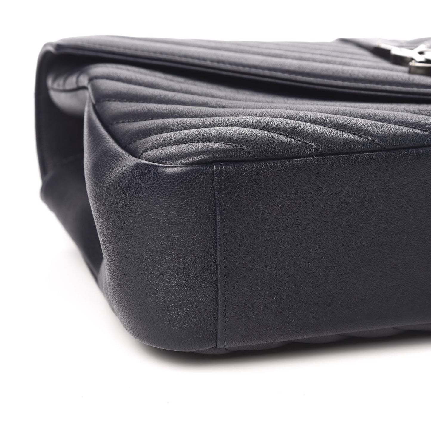 Sheepskin Matelasse Chevron Monogram Large College Satchel Black