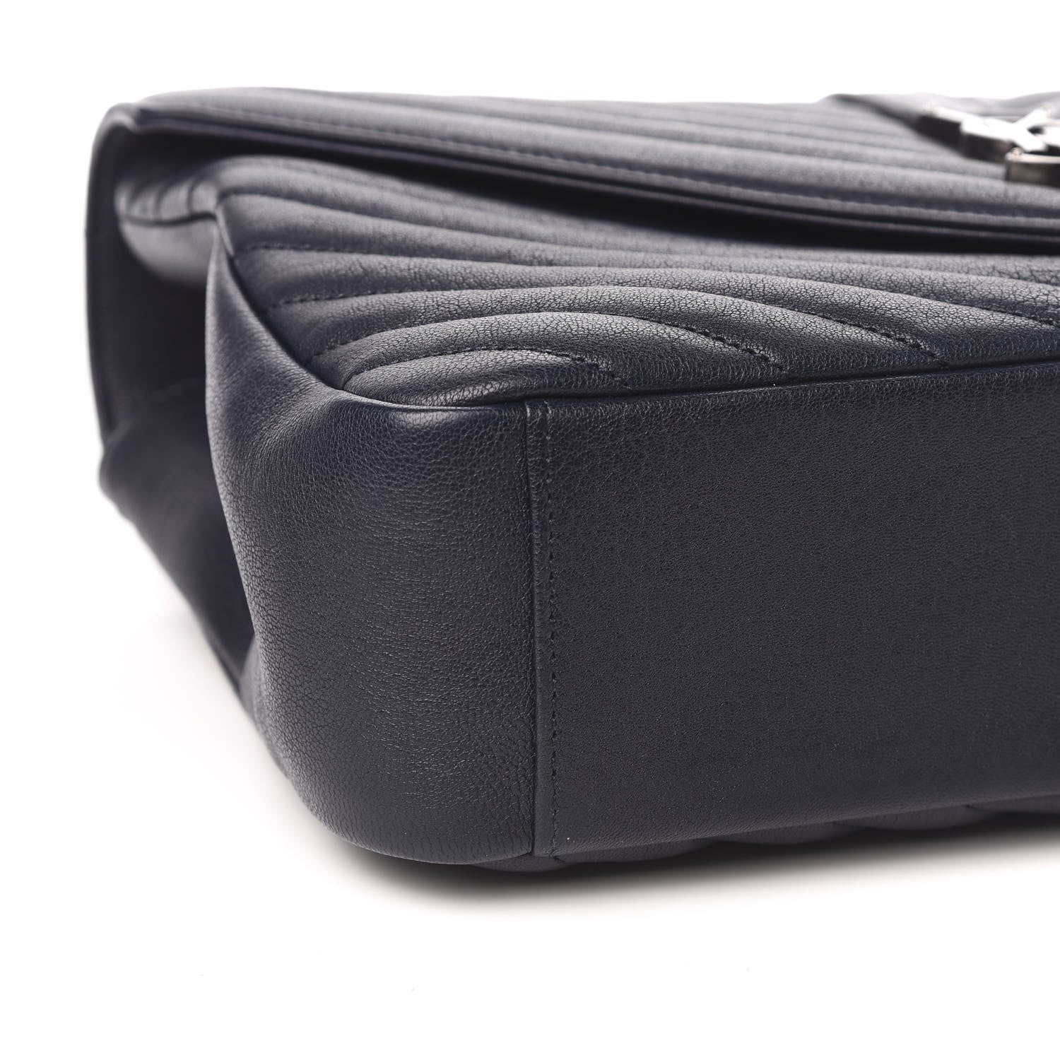 Saint Laurent Sheepskin Matelasse Chevron Monogram Large College Satchel Black 8 of 11