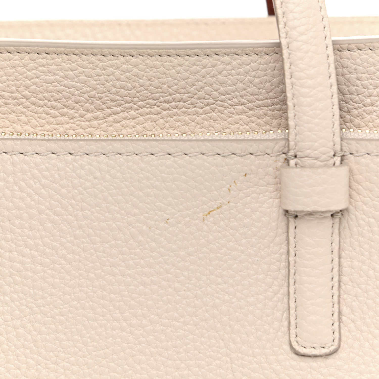 Salvatore Ferragamo Hammered Calfskin Double Handle Small Amy Tote Bone Copper 10 of 11