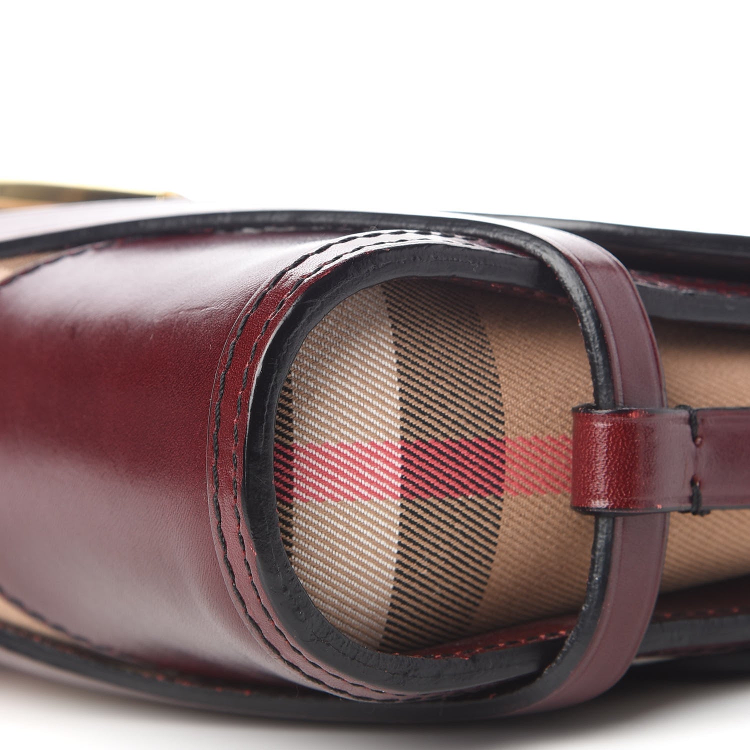Burberry House Check Bridle Calfskin Small Abbott Crossbody Bag Red Claret 6 of 10